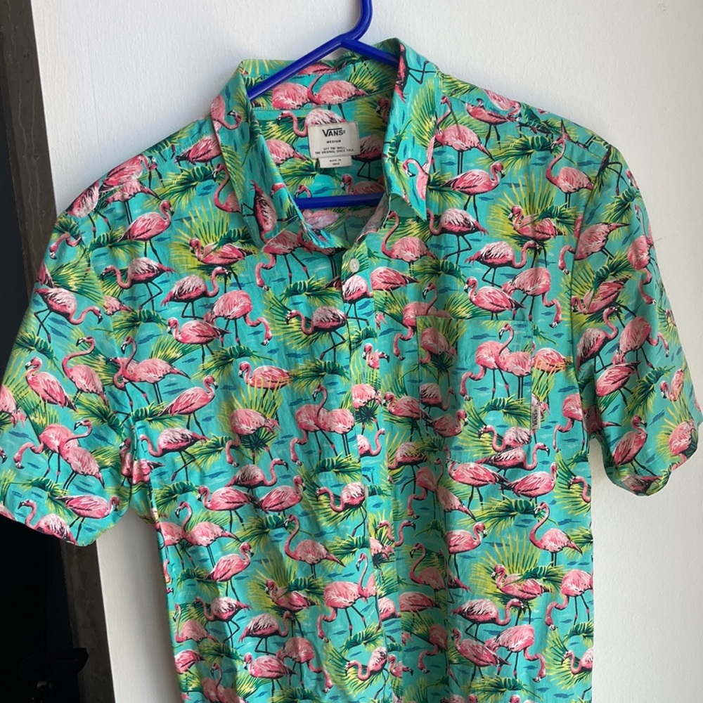 Vans medium flamingo print Hawaiian shirt